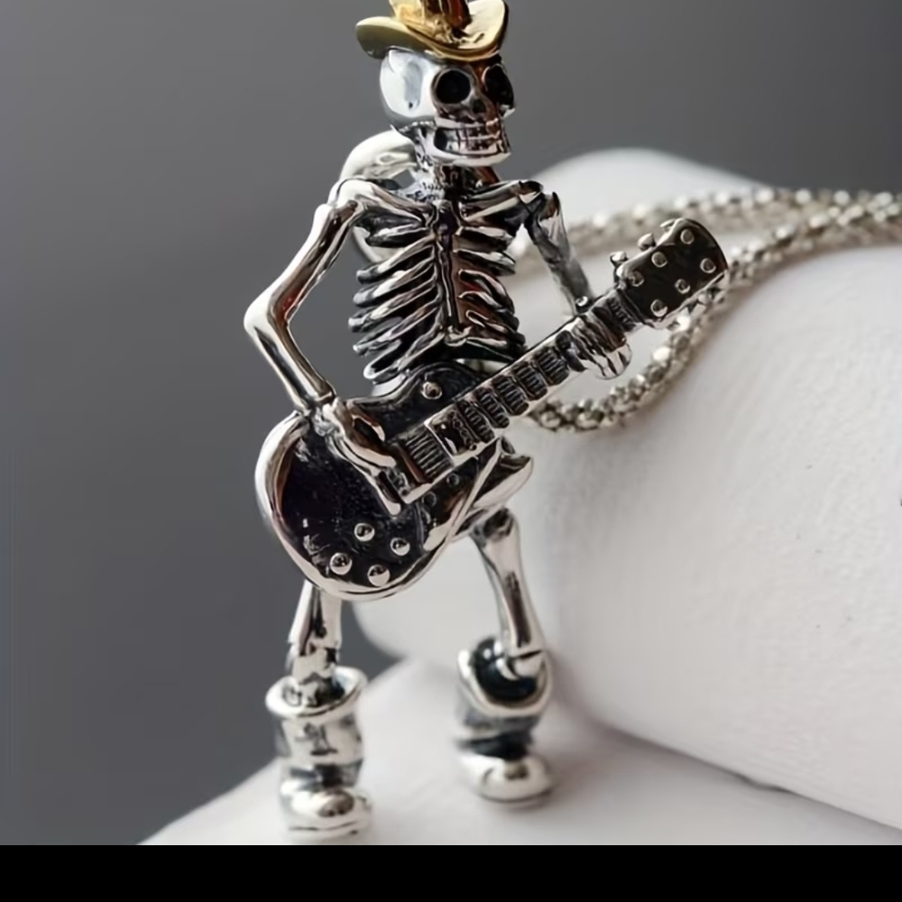 Skeleton Guitarist Pendant Necklace